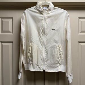 Genuine 80s Lacoste Green Crocodile Ivory lightweight Windbreaker w/ hidden hood